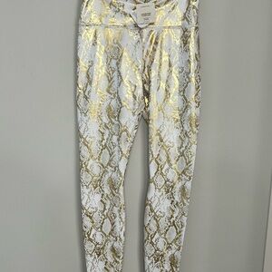 NWT Fabletics Gold and White Snake Print Leggings